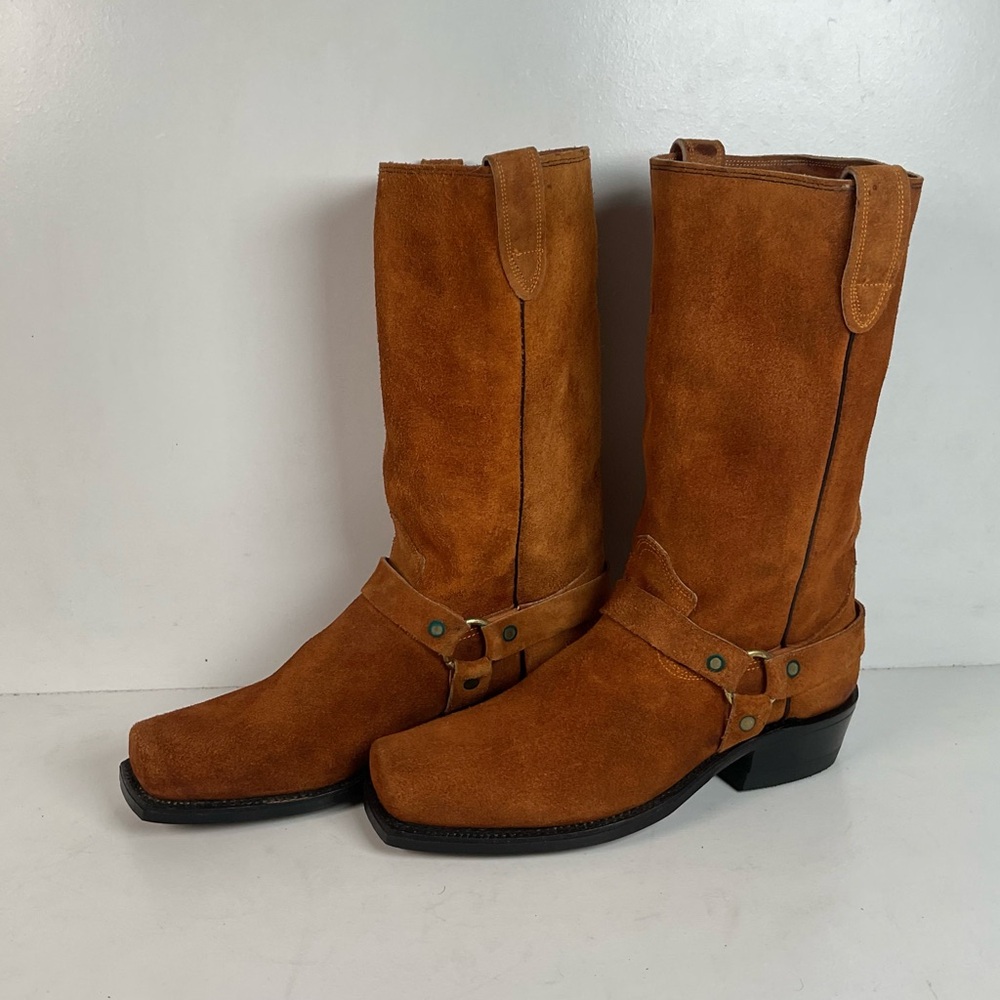 1970s Texas Suede Harness Boots | USA Made | Rough Out | Men’s 9 D